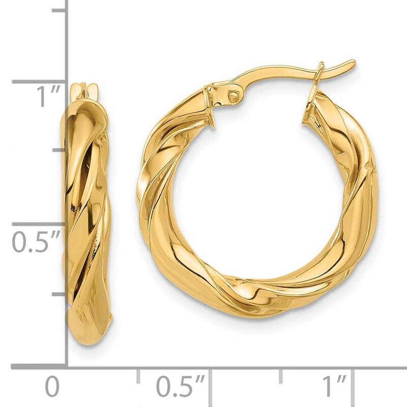 Curata 14k Yellow Gold Polished Twisted Hoop Earrings - 23.4x22mm