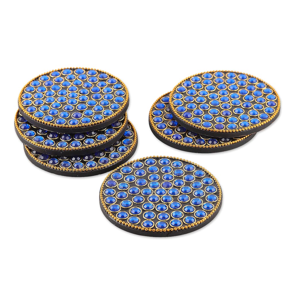 Novica Handmade Royal Glitz Beaded Wood Coasters (Set Of 6)