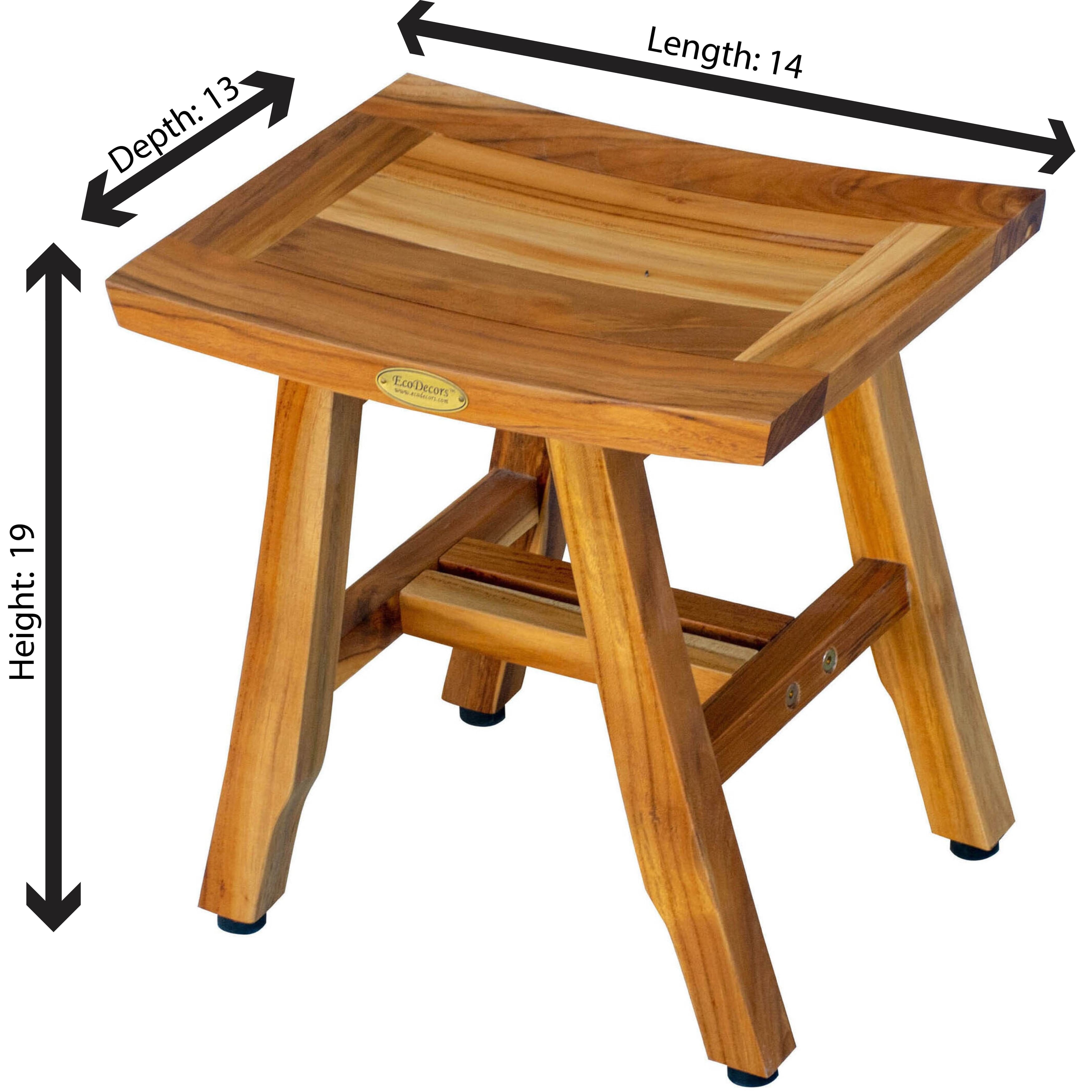 EcoDecors Satori Natural Teak Wood Shower Shaving Footrest Stool 14