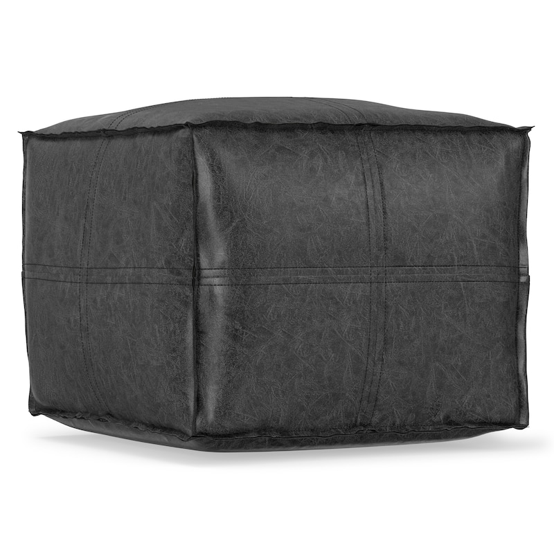 WYNDENHALL Wendal Boho Square Pouf in Faux Leather
