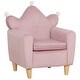 preview thumbnail 1 of 7, Qaba Soft Kids Sofa Chair, Single Lounger Armchair for Children with Strong Frame, Cute Pink Crown Throne for Relaxing Pink