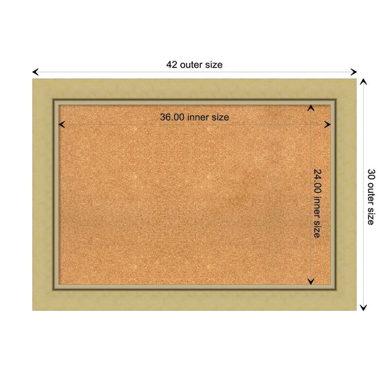 Landon Gold Framed Natural Corkboard Bulletin Board - Board Size 36x24