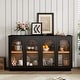preview thumbnail 2 of 51, Buffet Cabinet with Glass Doors, Arched Cabinet with Adjustable Shelves, Kitchen Storage Cabinet with Rebound Device