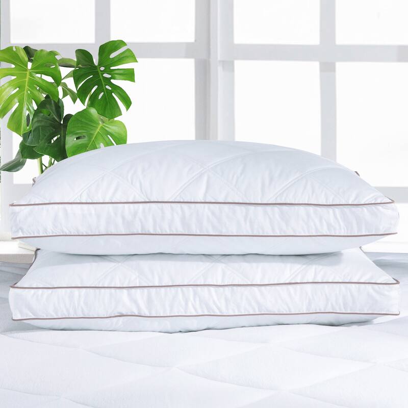 2 Pack Goose Feather Down Bed Pillow - White