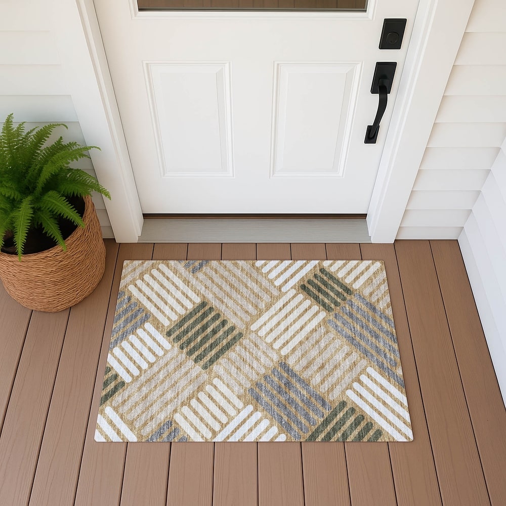 Machine Washable Indoor/ Outdoor Modern Weave Chantille Rug