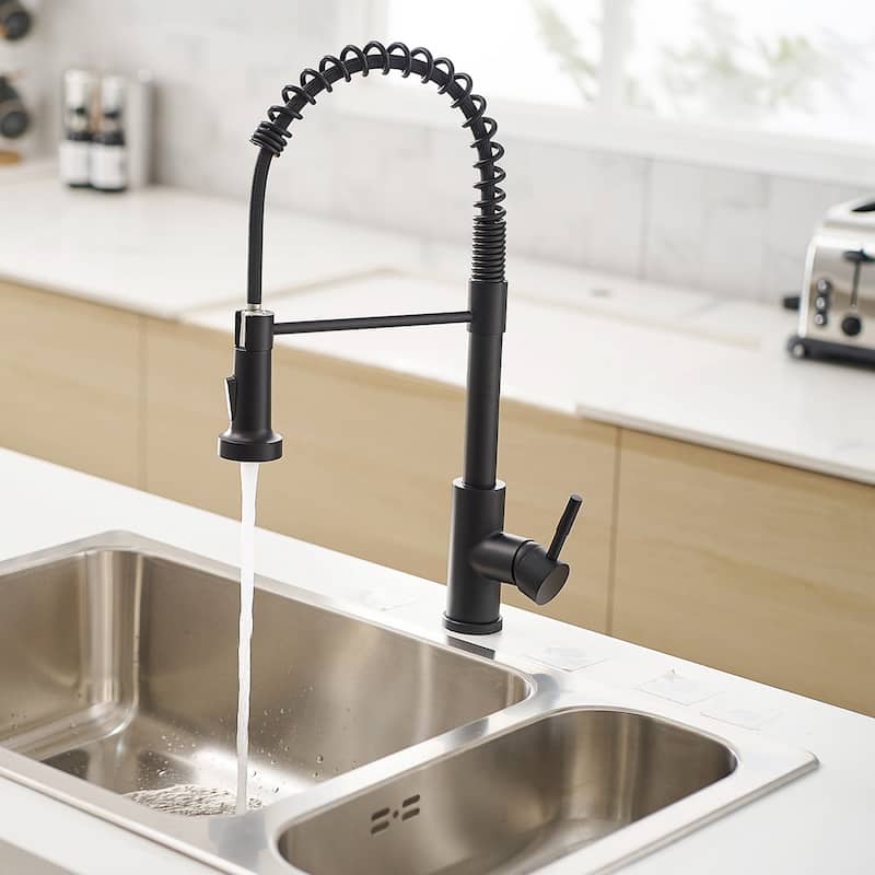 Matte Black and Brushed Nickel Single Handle Pull Out Sprayer Kitchen Faucet with Advanced Spray Kitchen Tap
