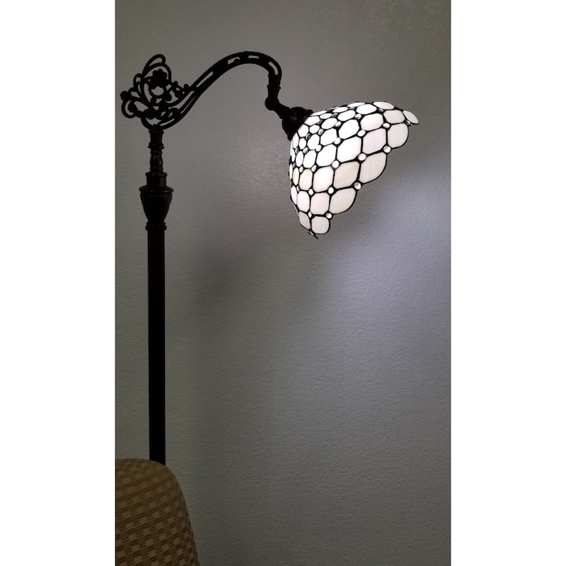Brown Metal Traditional Floor Lamp with White Glass Bowl Shade - 12” x 12” x 62” (D x W x H)