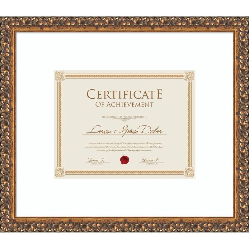 Antique Bronze Framed Picture Frame, Photo Frame - 17x14.5 Matted White 11x9