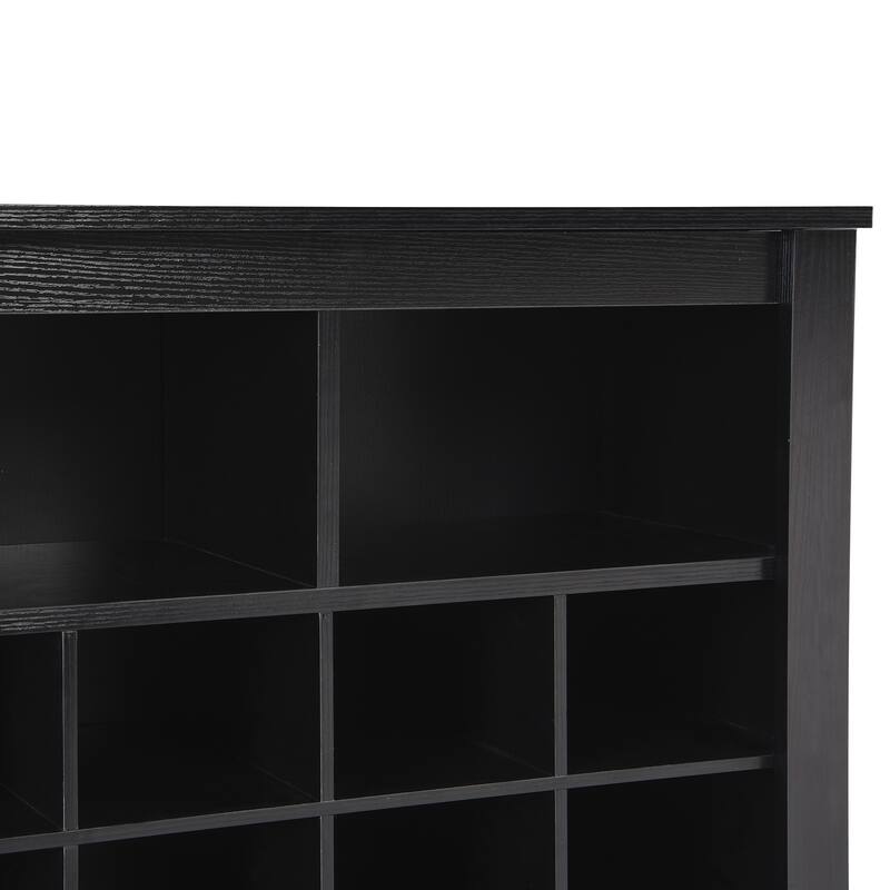 24 Cubby Square Shoe Cabinet, Multi-Functional Shoe Organizer Cabinet, Sideboard with Curved Base for Hallway, Living Room