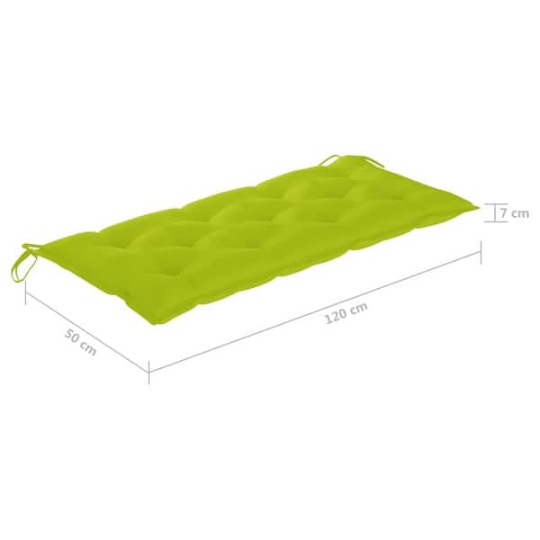 dimension image slide 0 of 2, vidaXL Batavia Bench with Bright Green Cushion 47.2" Solid Teak Wood - 47.2" x 20.3" x 33.1"