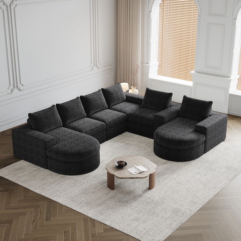 Roomfitters 99" Modern Chenille Cloud Curved Sectional Sofa with Chaise, L-Shaped Couch, for Living Room or Apartment