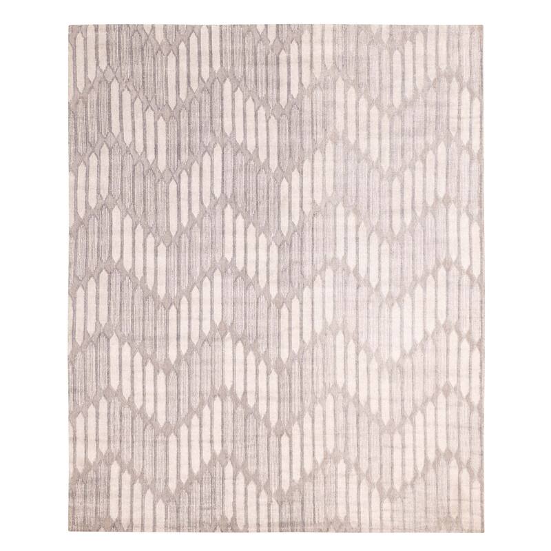 ECARPETGALLERY Hand Loomed Elysian Grey Silk Rug - 7'11 x 9'10