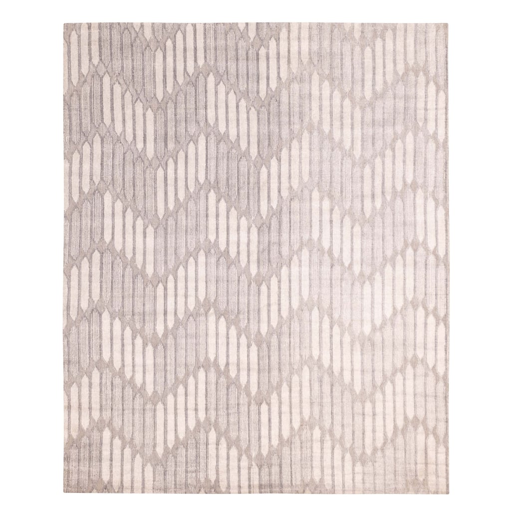 ECARPETGALLERY Hand Loomed Elysian Grey Silk Rug - 7'11 x 9'10