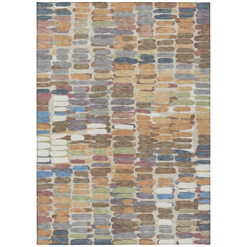 Machine Washable Indoor/ Outdoor Modern Caps Chantille Rug