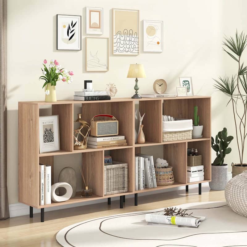 Costway Open Shelf Bookcase Mid Century Modern Cube Bookshelf with 4 - See Details