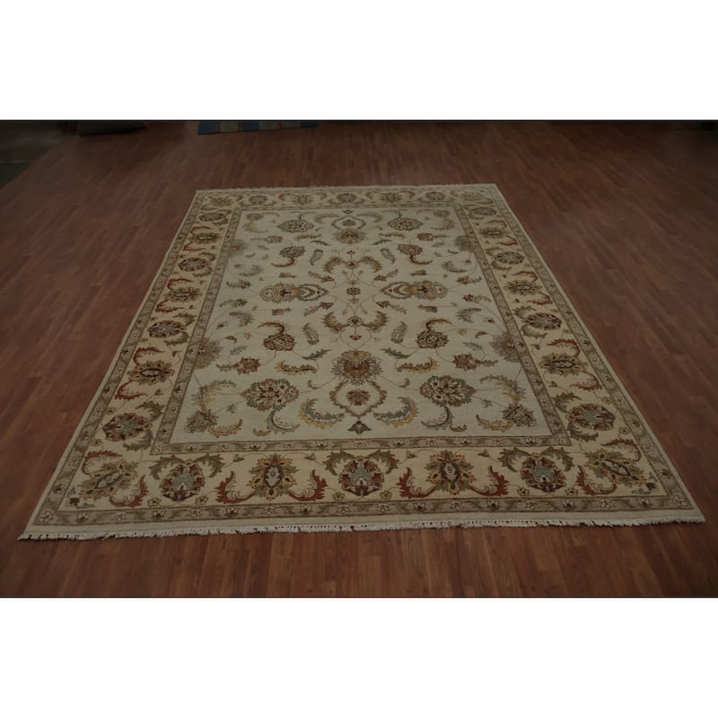 Hand Knotted Oriental 100% Wool Carpet Traditional All-Over Beige & Ivories Peshawar Area Rug - 12' 4'' X 8' 10''