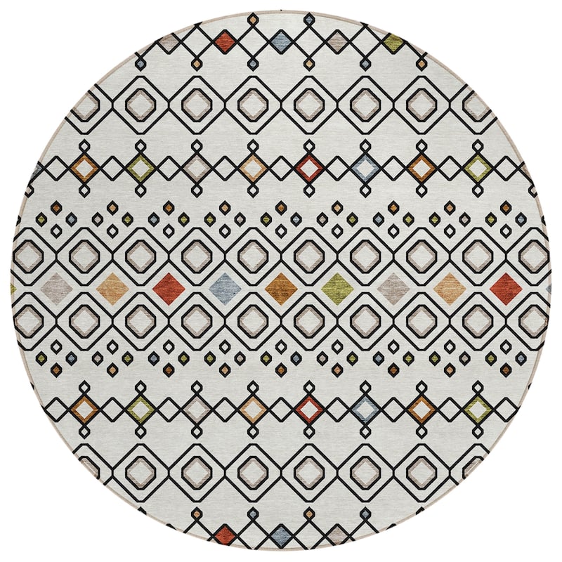 Machine Washable Indoor/ Outdoor Global Contempory Chantille Rug