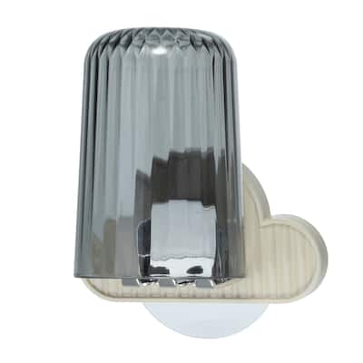 1 Set Wall Mounted Toothbrush Holder, Hanging Toothbrush Holder with Cup, Beige, 4.33"x2.56" - Beige