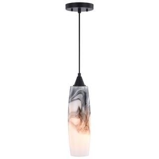 Milano Mini Pendant Ceiling Light Black and White Glass - 4.25-in. W x 15.25-in. H x 4.25-in. D