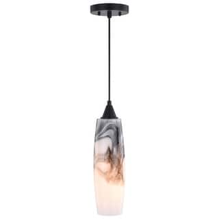 Milano Mini Pendant Ceiling Light Black and White Glass - 4.25-in. W x 15.25-in. H x 4.25-in. D