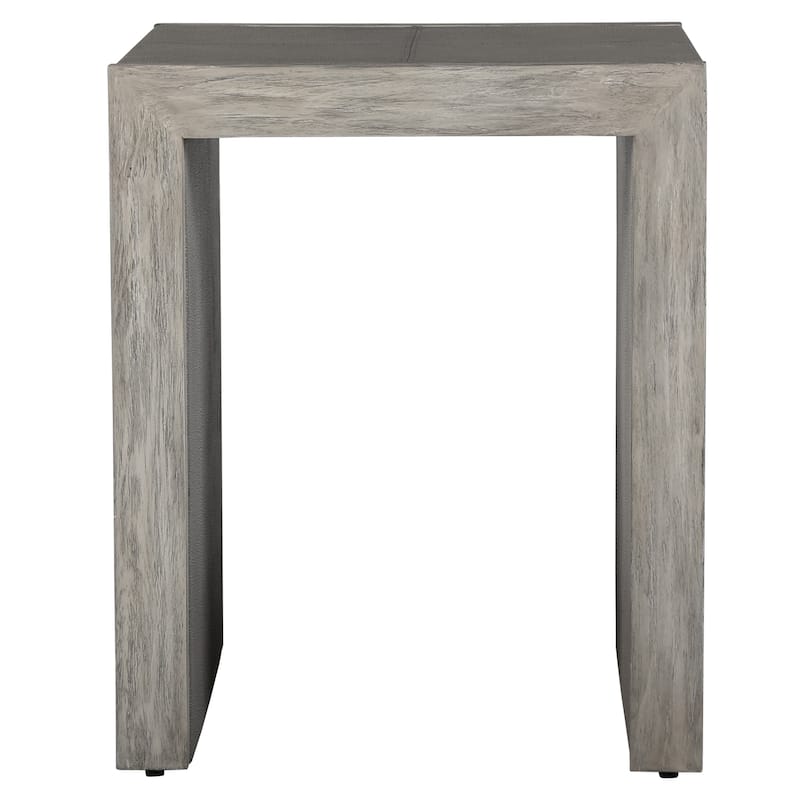 Stitched Panel End Accent Table - 24" - White and Gray
