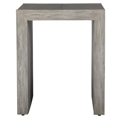 Stitched Panel End Accent Table - 24" - White and Gray