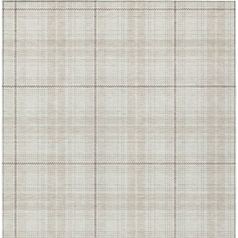 HomeRoots Plaid Transitional Rectangle Outdoor Rug