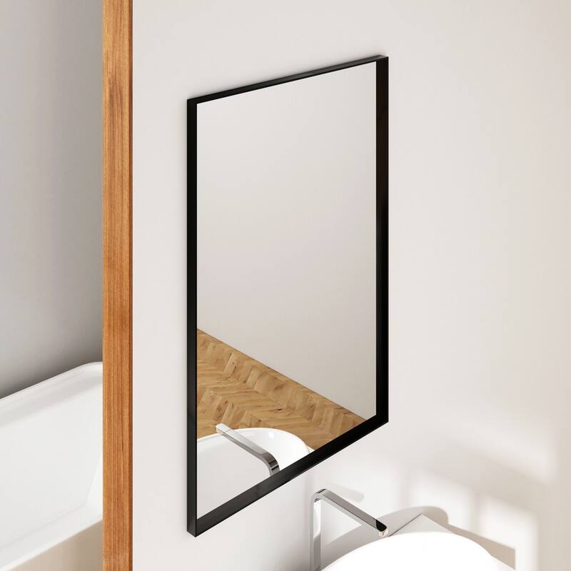 Organnice Rectangular Mirror Modern Black Frame Bathroom Vanity Mirror Clean Glass