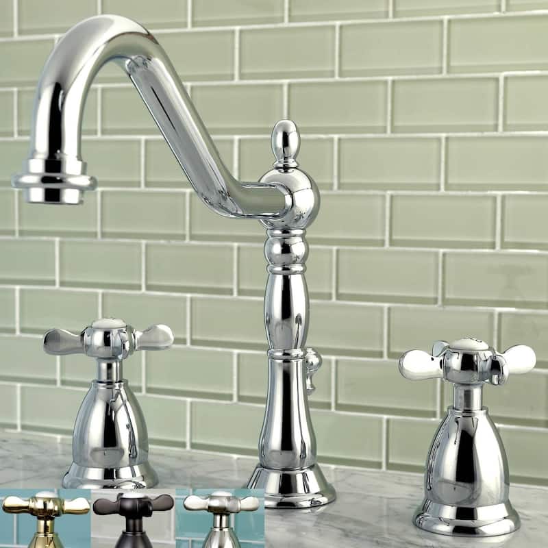 Kingston Brass Victorian Cross-Handles Widespread Bathroom Faucet