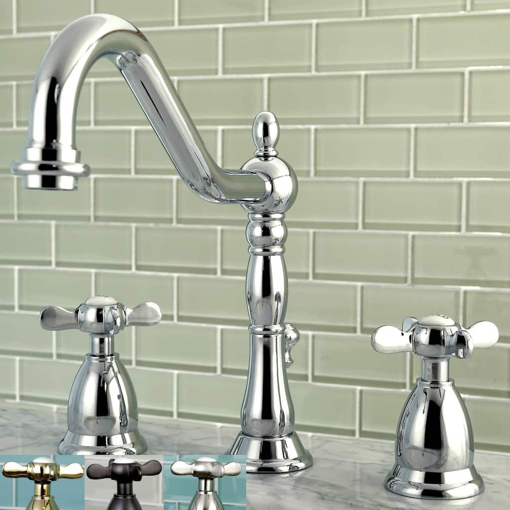 Kingston Brass Victorian Cross-Handles Widespread Bathroom Faucet