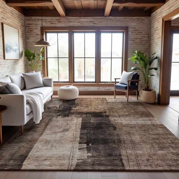 slide 2 of 13, Premium Washable Super Soft Glam Mayfield Rug Brown - 10' x 14'