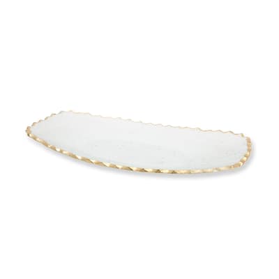 Glass Oblong Tray with Gold Edge 15.5"L