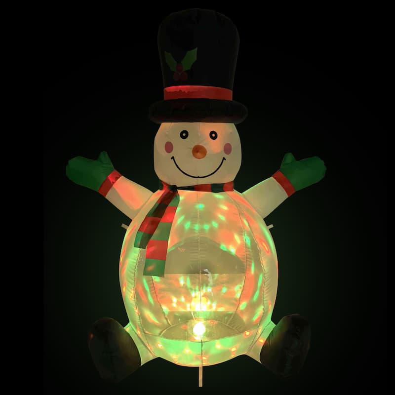 Lighted Inflatable Snowman with Top Hat Outdoor Christmas Decoration - 4' - White