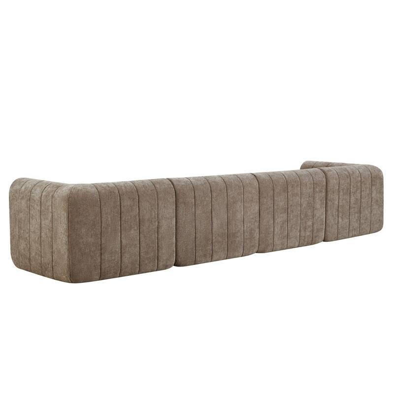 145.5" 4 Pieces Modular Full-Compressed Polyester Upholstered Sectional Sofa