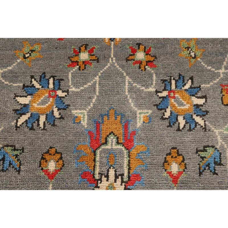 All-Over Gray Oushak Oriental Accent Rug Handmade Wool Carpet - 3'4" x 5'2"