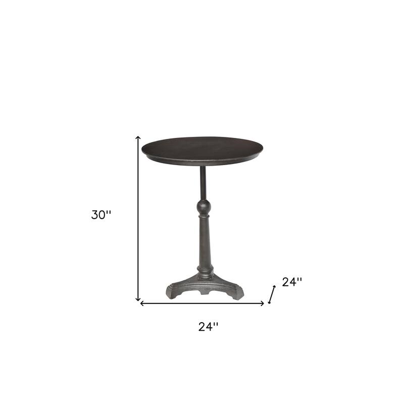 HomeRoots 30" Brown Iron Round Pedestal End Table - 24.00 in. x 30.00 in. x 24.00 in.