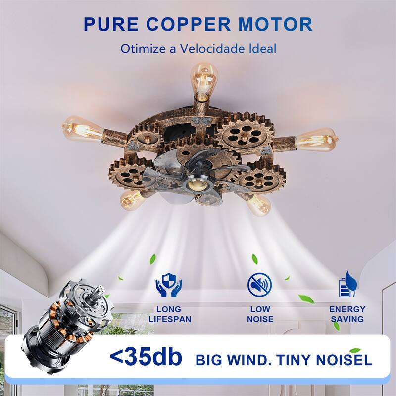 19.6" Farmhouse Ceiling Fan Light and Remote with 7 Blades, NOT Included Bulbs