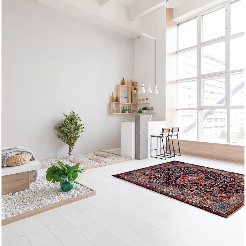 ECARPETGALLERY Hand-knotted Anatolian Vintage Dark Navy Wool Rug - 4'10 x 8'4