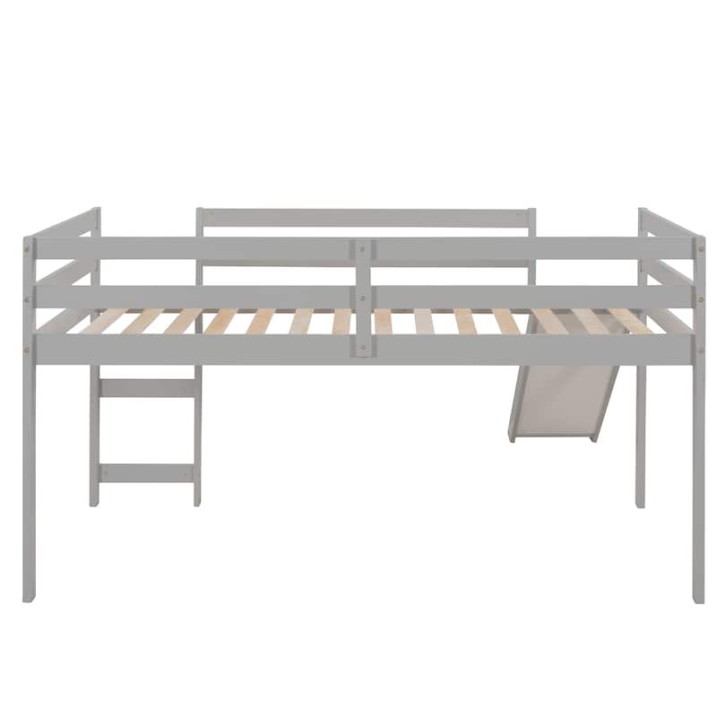 Loft bed with Slide, Multifunctional Design, Twin (Gray)
