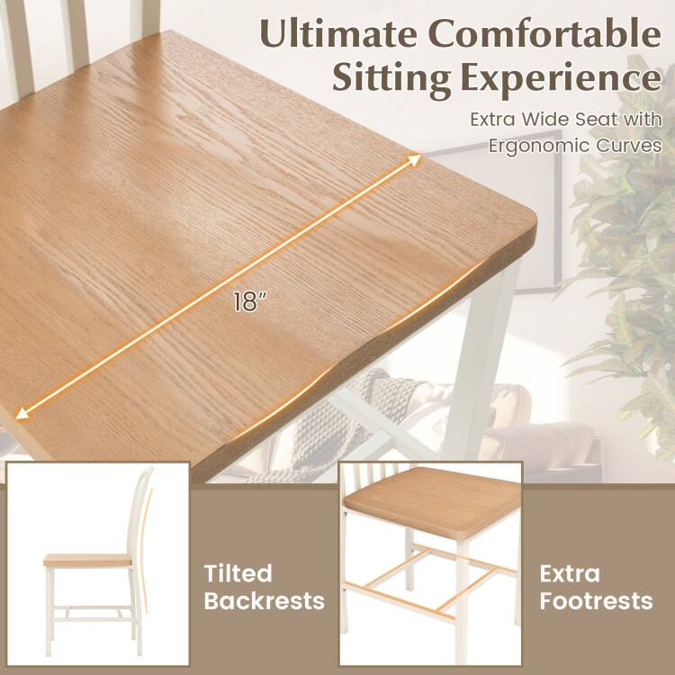Armless Spindle Back Dining Chair Set of 2 with Ergonomic Seat-Black - 22" x 18" x 37"