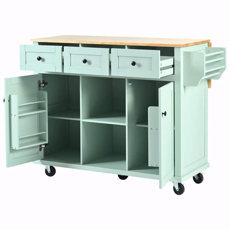 53-inch Width Kitchen Island with Drop-Leaf Countertop