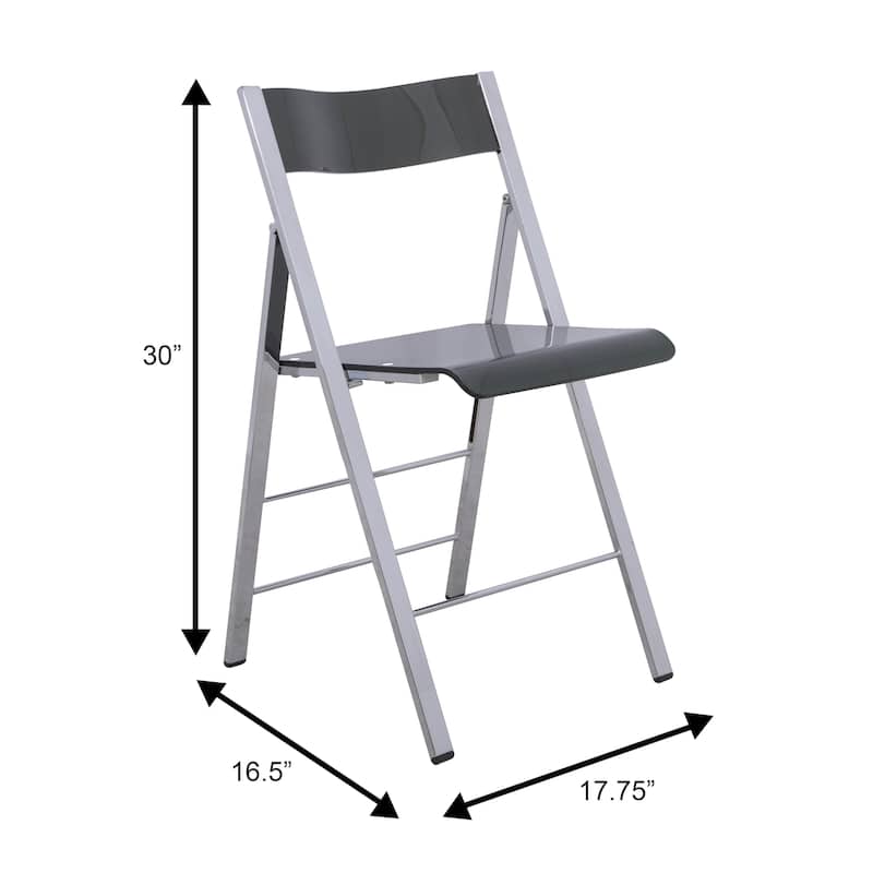 Menno Modern Foldable Acrylic Dining Chair with Gold/Black/Chrome Metal Frame and Transparent Seat for Indoor Outdoor