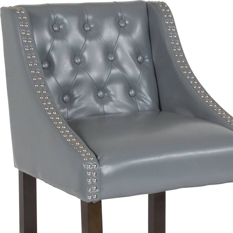 Transitional Tufted Upholstered/Walnut Finish Counter Stool (Set of 2)