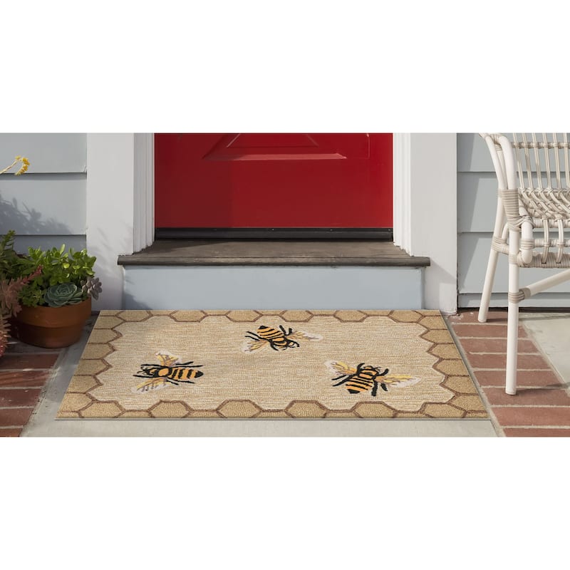 Liora Manne Frontporch Honeycomb Bee Indoor/Outdoor Rug - 2' x 3'
