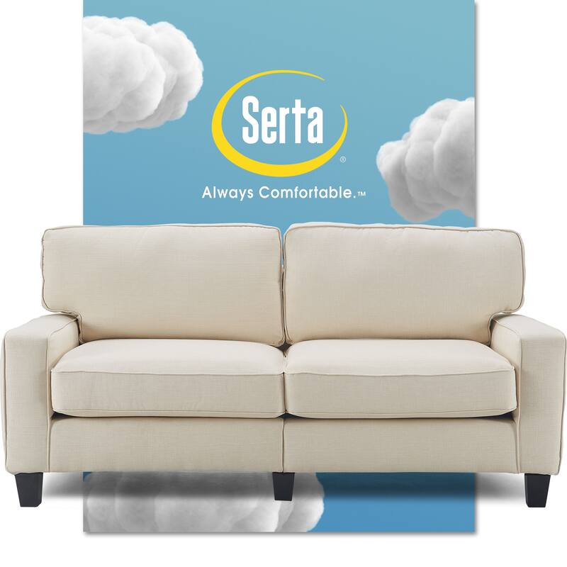Serta Palisades Upholstered 73" Sofas for Living Room Modern Design Couch, Straight Arms, Soft Upholstery, Tool-Free Assembly - Buttercream