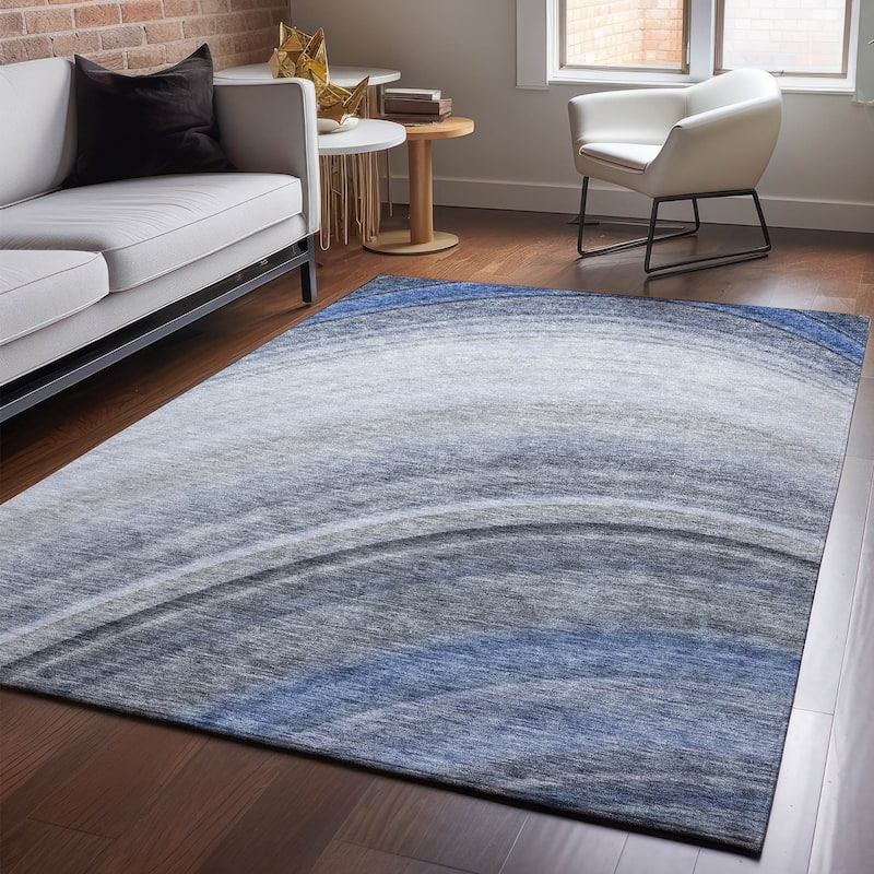 Premium Washable Super Soft Contemporary Arches Mayfield Rug - Blue - 5' x 7' 6" - Rectangle