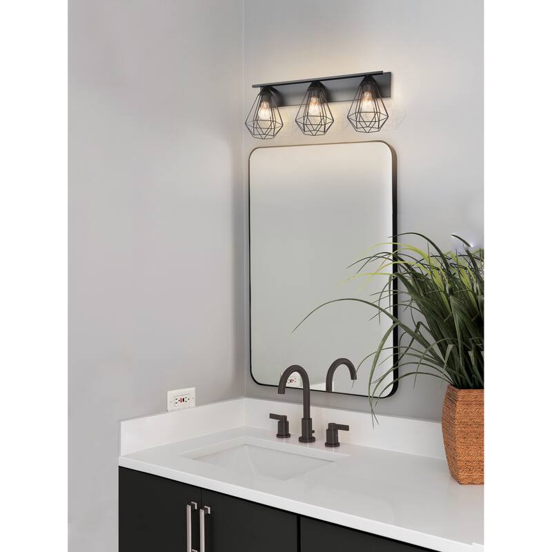 EGLO Tarbes - 3-Light Bath Vanity Light - Matte Black - Matte Black