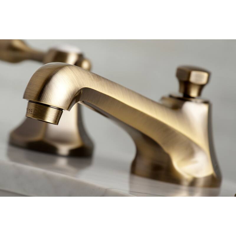 Tudor Widespread Bathroom Faucet with Brass Pop-Up in Brushed Nickel