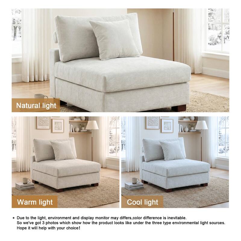 Chenille Upholstered Armless Accent Chair With Plush Cushion