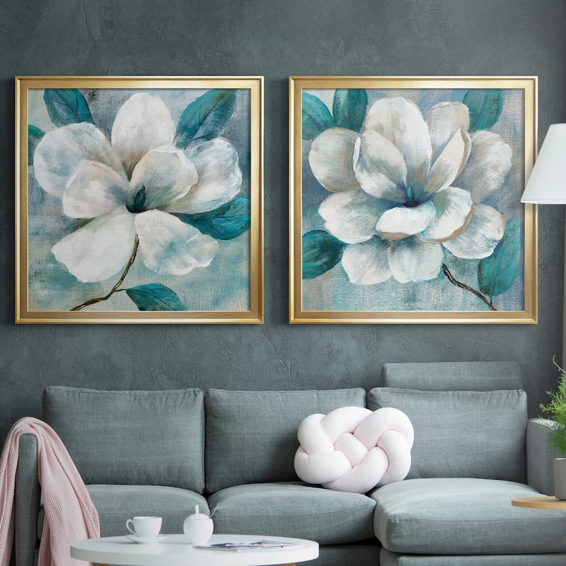 Teal Magnolia I Premium Framed Canvas - Ready to Hang